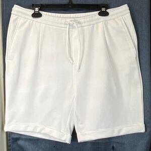 Zara Mens XL Inseam 8 White Pullon Shorts Pockets Vacation/Summer Casual Preppy